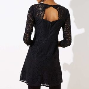 LOFT Black Cutout Back Lace Dress NWT